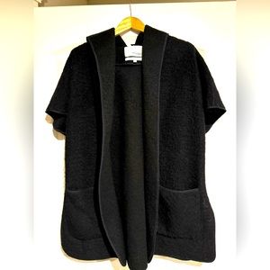 WILFRED FREE Wool Short Sleeve Sweater/Coat, Black, Size L.